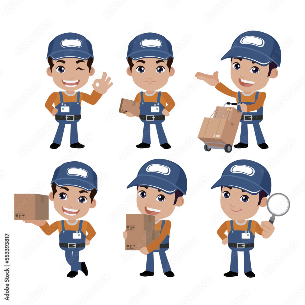 People Set - Profession - Delivery person set People Set - Profession - Delivery person set