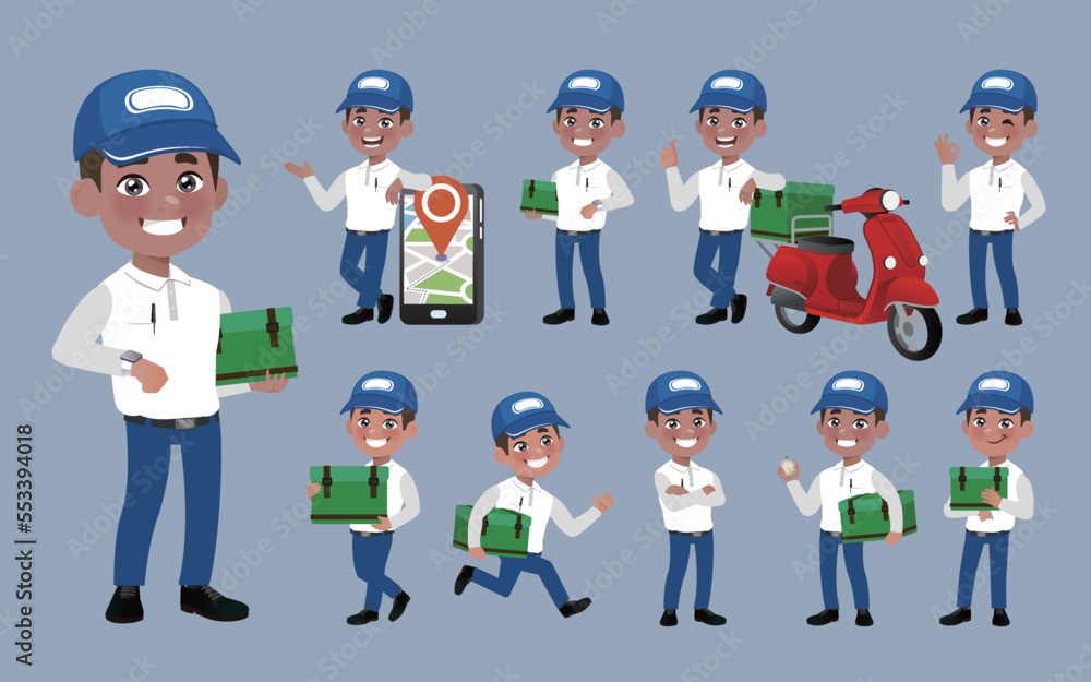 People Set - Profession - Delivery person set People Set - Profession - Delivery person set