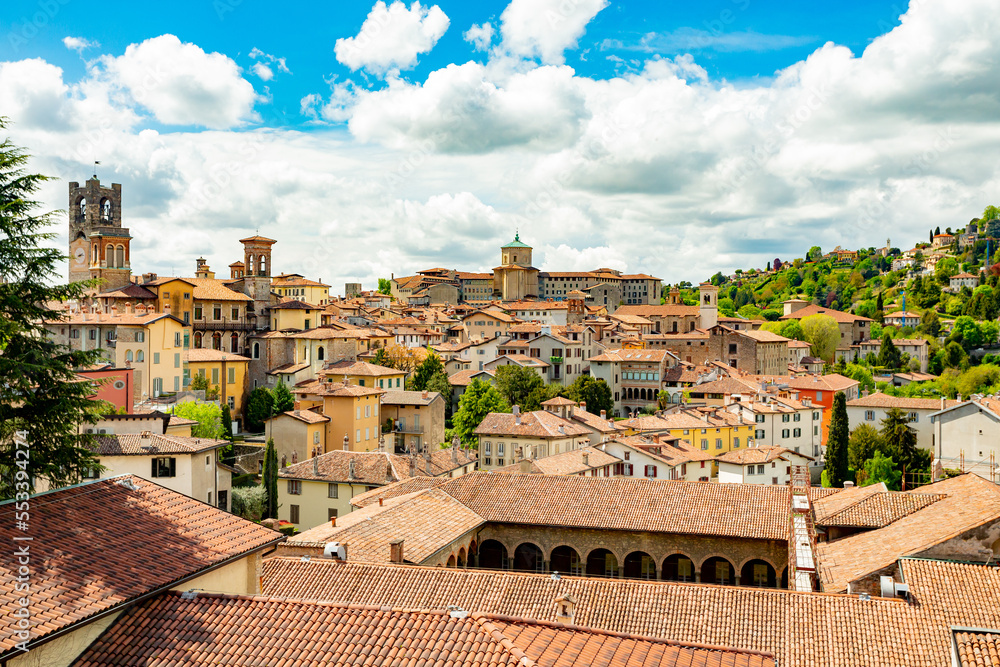 Bergamo, Italy. City view on a cloudy day.