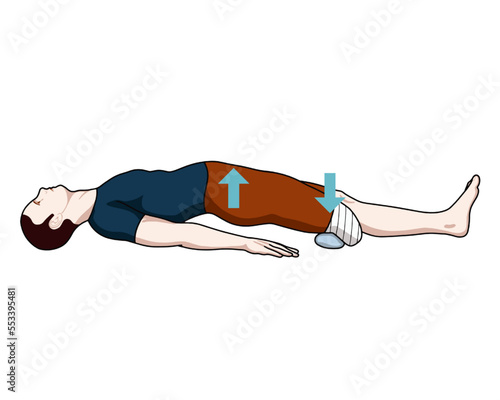 Amputee person exercise positions. Vector illustration. Position 4