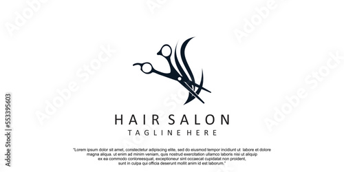 Hair cut icon logo design with concept modern Premium Vector