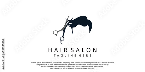 Hair cut icon logo design with concept modern Premium Vector
