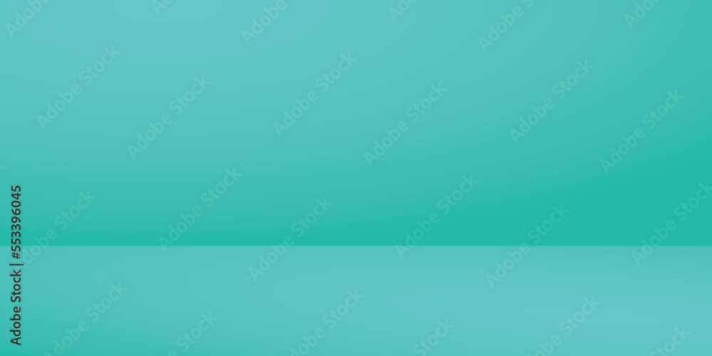 Vibrant background in blank turquoise tones. Empty stand to show the product.