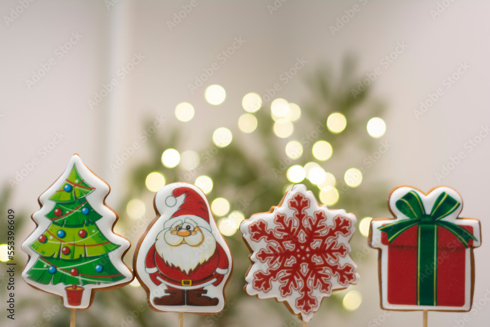 Christmas gingerbread background with copy space