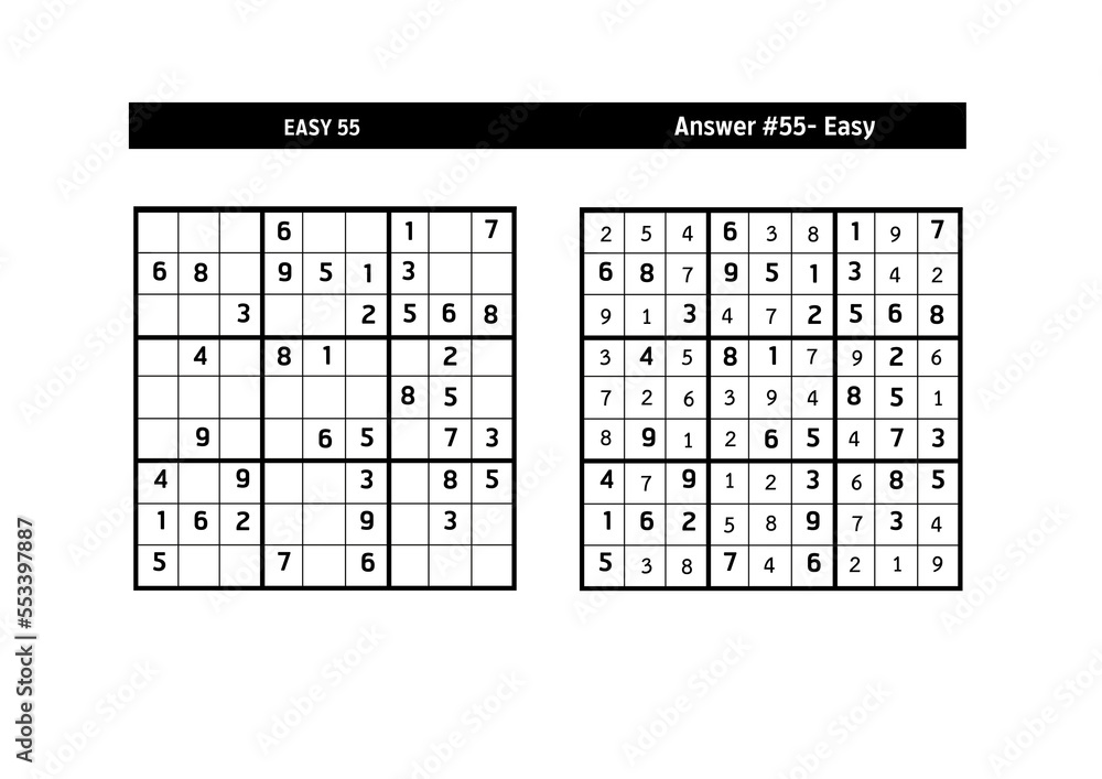 Sudoku puzzle game.Sudoku puzzle with a solution - EASY LEVEL Sudoku puzzle game.Sudoku puzzle with a solution - EASY LEVEL