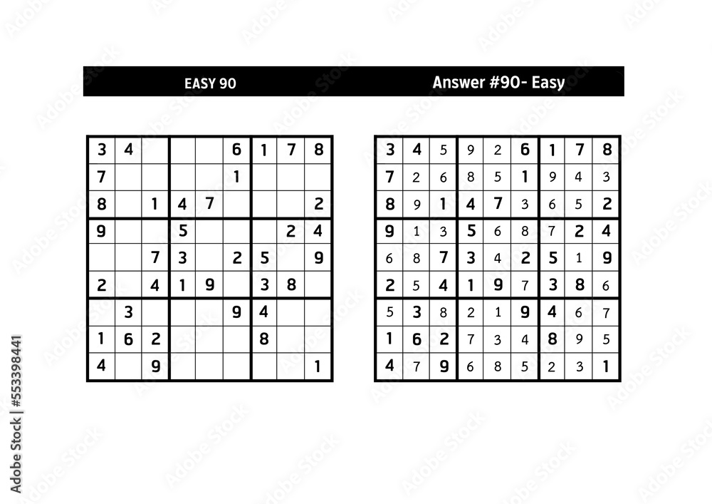 Sudoku puzzle game.Sudoku puzzle with a solution - EASY LEVEL Sudoku puzzle game.Sudoku puzzle with a solution - EASY LEVEL