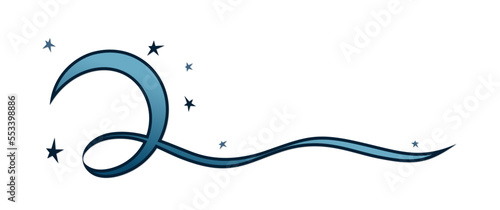 The moon and blue wave symbol.