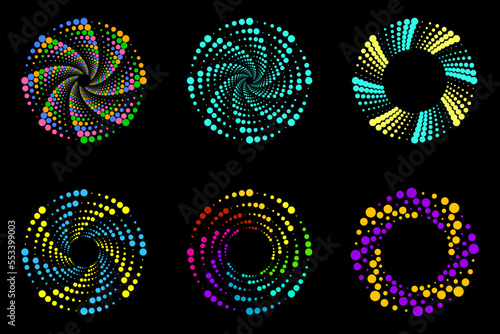 Colored circles dots. Digital data. Vector illustration. Stock image.