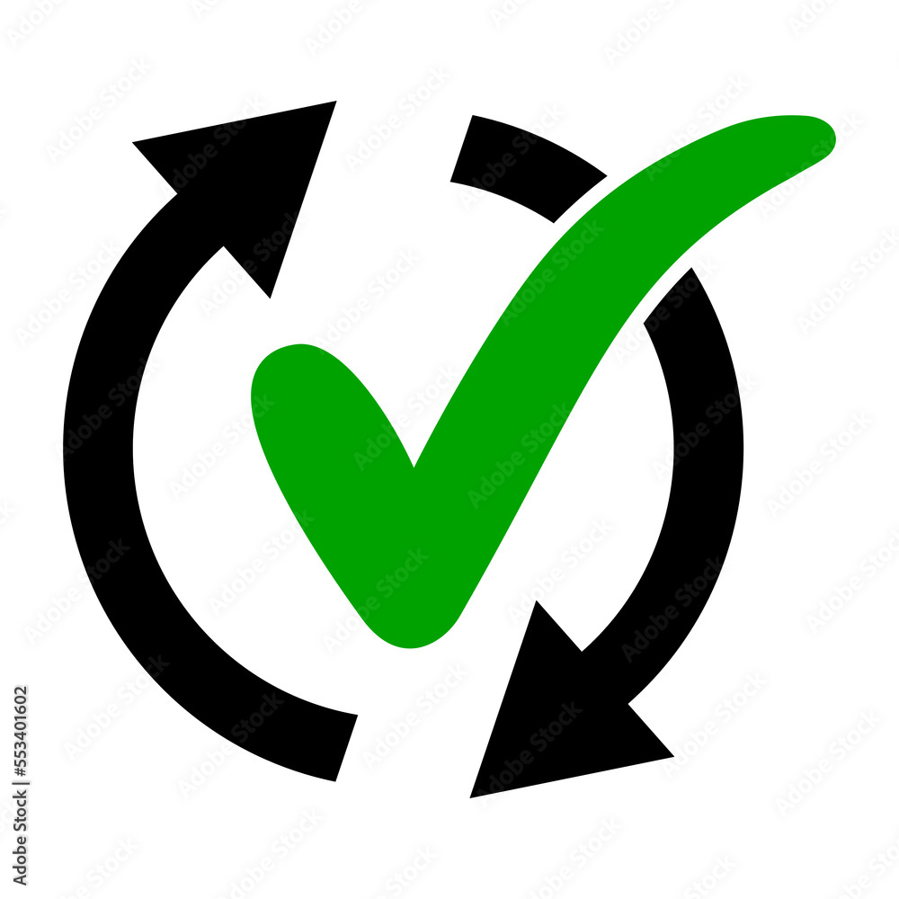 © brovarky - Icon easy effective time, continuous rationally service, check mark arrow
