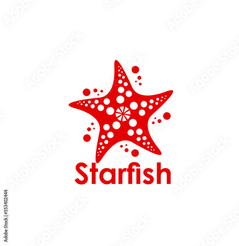 Starfish icon, star fish symbol. Summer leisure, vacation travel or trip vector sign. Sea or ocean underwater life, coral reef animal or invertebrate creature graphic icon with starfish, air bubbles