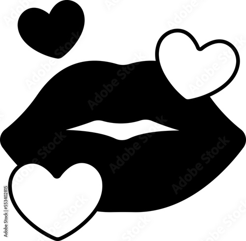 Heart lips kiss Icon Elements Glyph Semi Solid Black and White Style