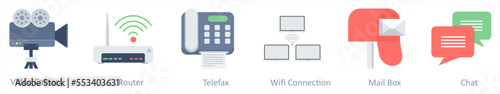 video camera, router, telefax