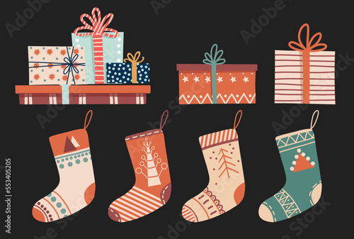 Collection of Christmas socks and gifts