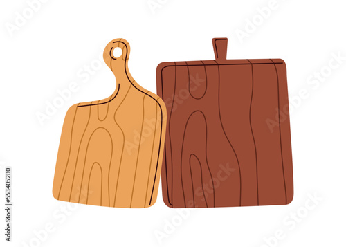 Cutting boards from wood. Rustic brown kitchen utensil for chopping. Clean wo...