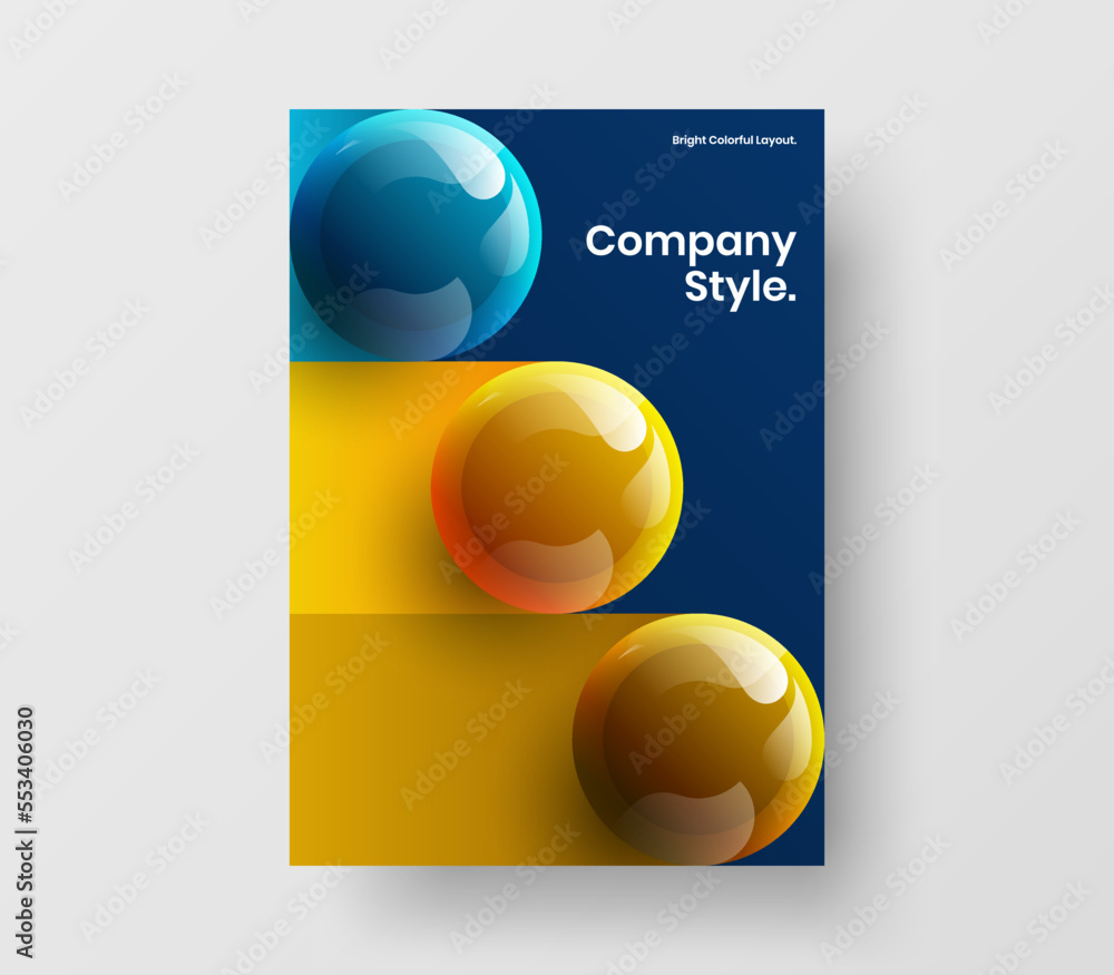 Fresh corporate cover A4 vector design concept. Geometric 3D balls pamphlet illustration. Fresh corporate cover A4 vector design concept. Geometric 3D balls pamphlet illustration.