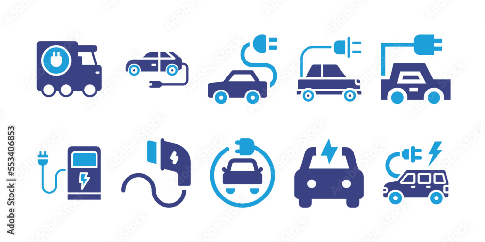 Electric transport  icon set. Duotone color. Vector illustration. 