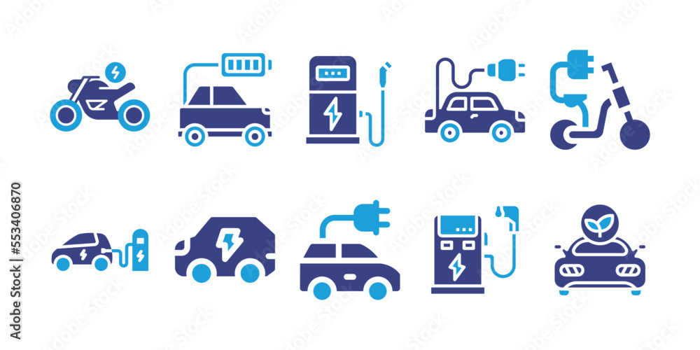 Electric transport  icon set. Duotone color. Vector illustration. 