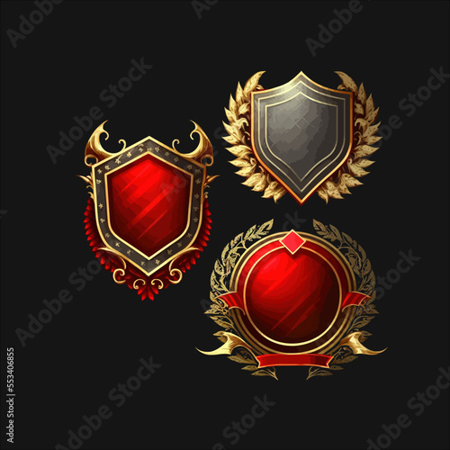 Luxury frames for game ranking badges. Isolated on a black background. Vector illustration