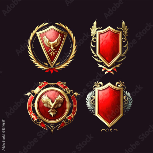 Luxury frames for game ranking badges. Isolated on a black background. Vector illustration
