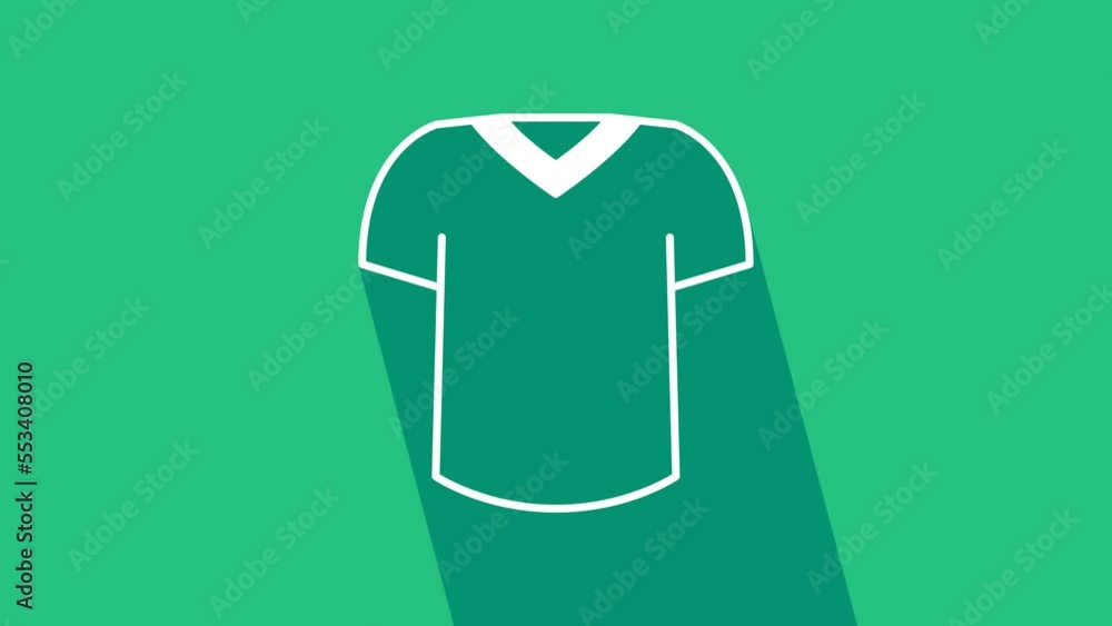 White T-shirt icon isolated on green background. 4K Video motion graphic animation White T-shirt icon isolated on green background. 4K Video motion graphic animation