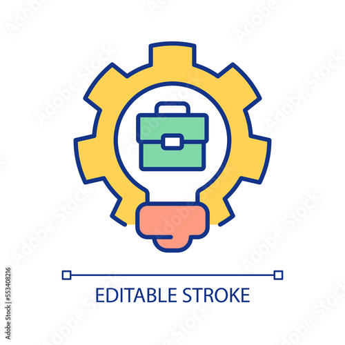 Generating business ideas RGB color icon. Company opportunities. Startup entrepreneurship. Using innovations. Isolated vector illustration. Simple filled line drawing. Editable stroke. Arial font used