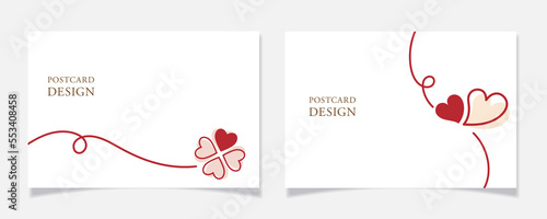 シンプルなハートで描いたポストカードデザインA