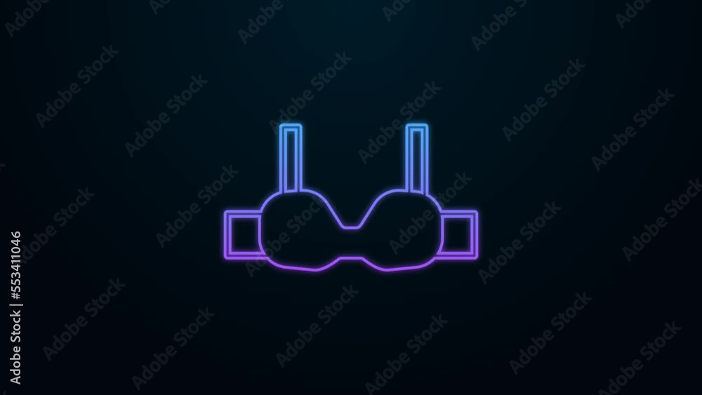 Glowing neon line Bra icon isolated on black background. Lingerie symbol. 4K Video motion graphic animation Glowing neon line Bra icon isolated on black background. Lingerie symbol. 4K Video motion graphic animation