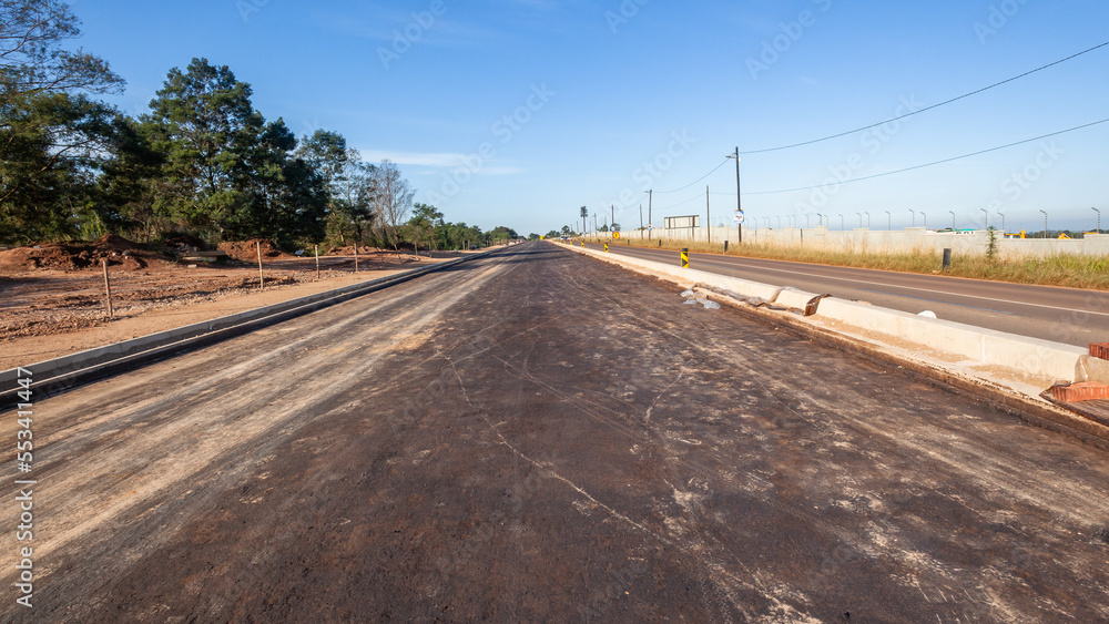Road Highway Route Construction Expansion Halfway Landscape.