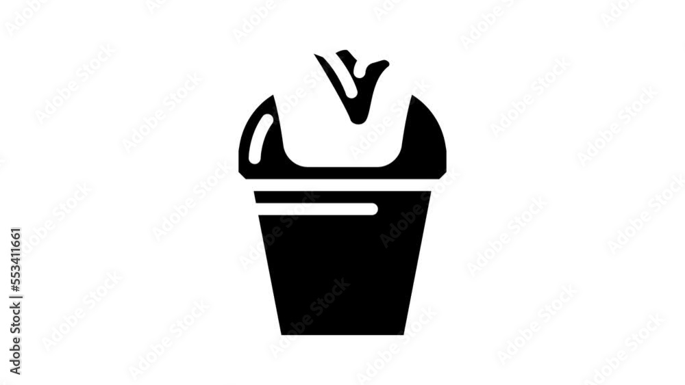 container for used tissues glyph icon animation