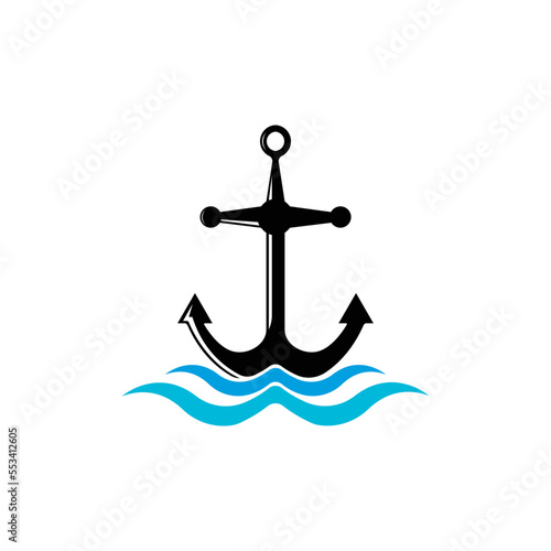 navy anchor logo design vector
