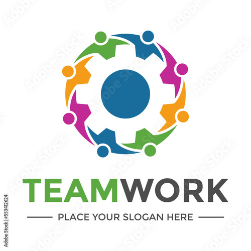 Team work vector logo template