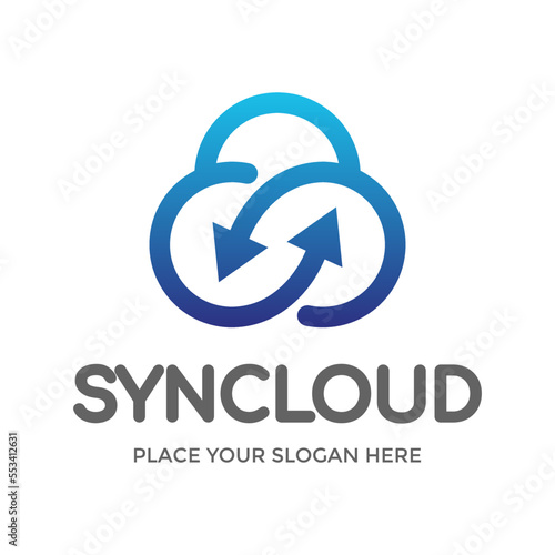 Synchronize cloud vector logo template