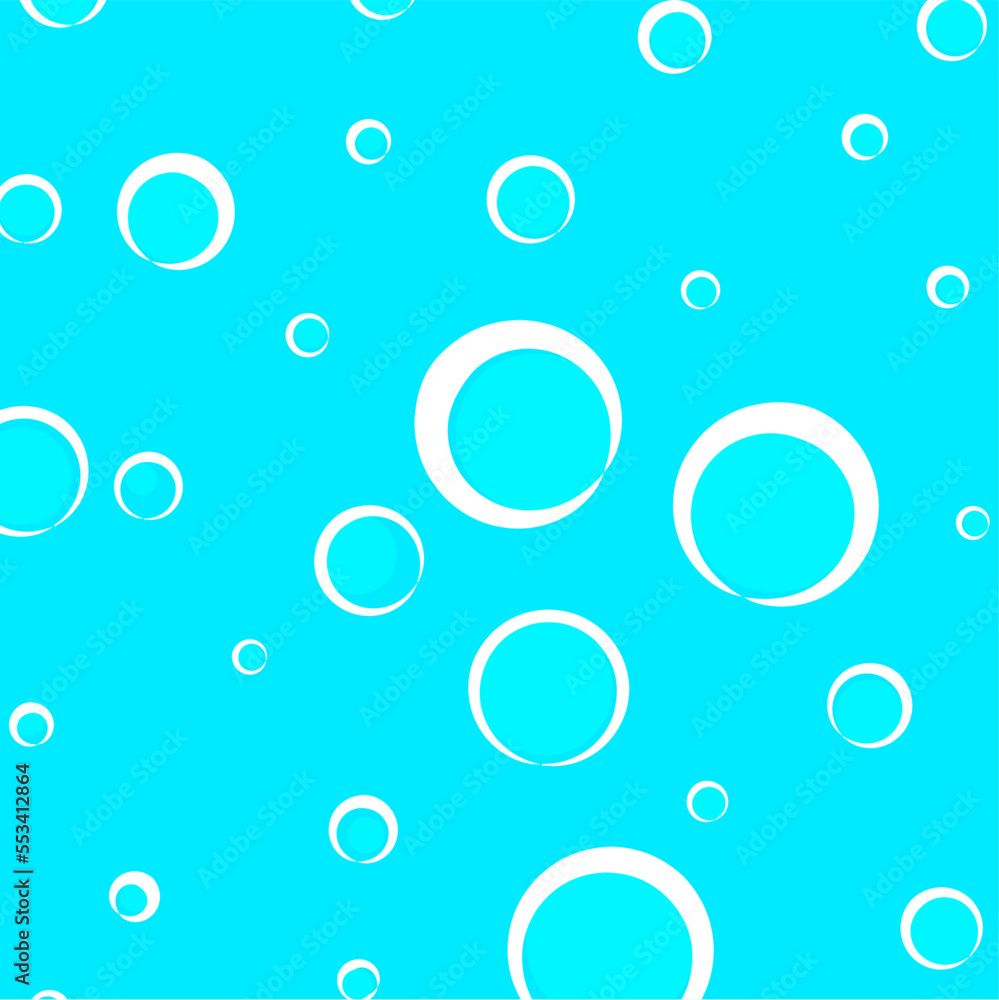 Shiny bubbles on a blue water background. Abstract illustration.