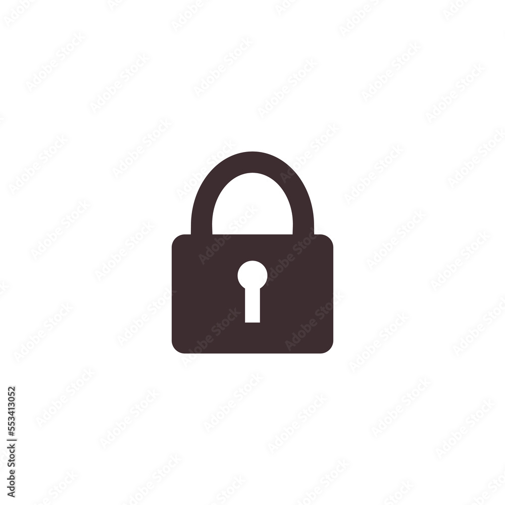 Locked padlock icon. Symbol of safety, security, privacy, protected secret confidential information, safe password, encryption. Closed keyhole. Flat vector illustration isolated on white background Locked padlock icon. Symbol of safety, security, privacy, protected secret confidential information, safe password, encryption. Closed keyhole. Flat vector illustration isolated on white background