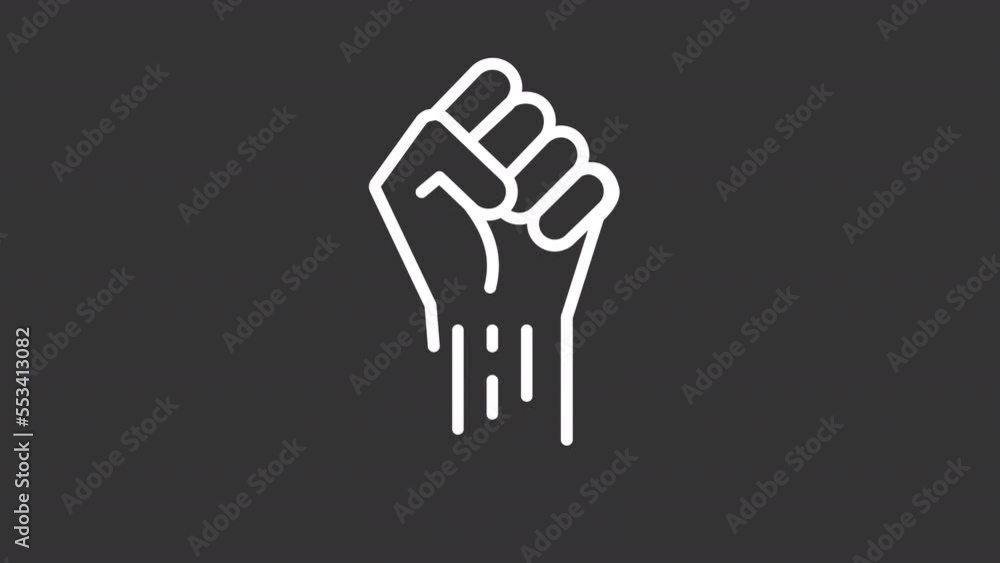 Animated fist white line icon. Symbol of protest and resistance. Political solidarity. Seamless loop HD video with alpha channel on transparent background. Motion graphic design for night mode Animated fist white line icon. Symbol of protest and resistance. Political solidarity. Seamless loop HD video with alpha channel on transparent background. Motion graphic design for night mode