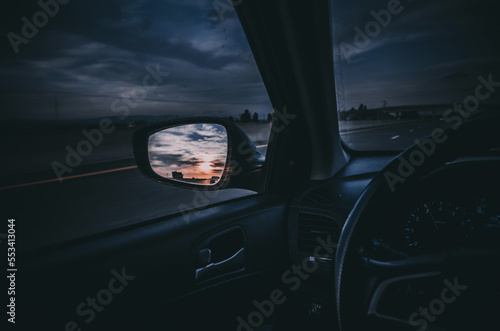 driving on the highway at the sunset, moody © R_Hakka