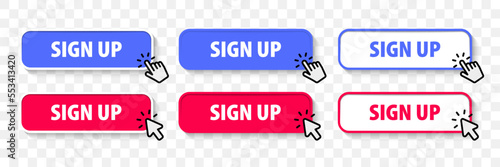 Sign up buttons. Sign in, sign up web buttons set. User interface web buttons in flat style. Login or signing up buttons. Vector illustration for UI, mobile app, web