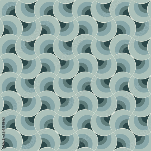 Sea Green Ornate Geometric Grid Pattern 