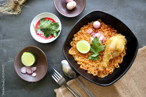 Khao Soi Recipe, Khao Soi, Khao Soi Gai, Thai Noodles Khao Soi, Chicken Curry with seasoning on table