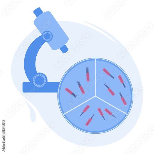 Hair follicle grafts cultivation for hair transplantation procedure. FUT and FUE alopecia treatment methods infographics. Medical vector illustration.