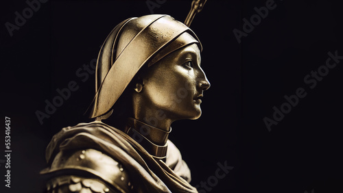 Illustration of Joan of Arc sculpture. She is a patron saint who transcended gender roles and gained recognition as a savior of France. photo