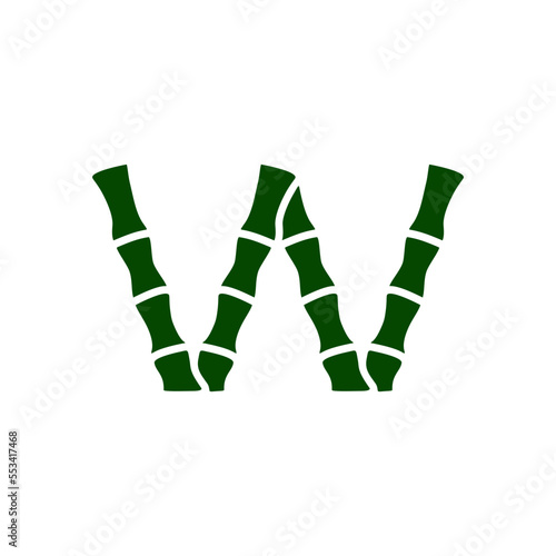 font of the letter "W" like a bamboo tree
