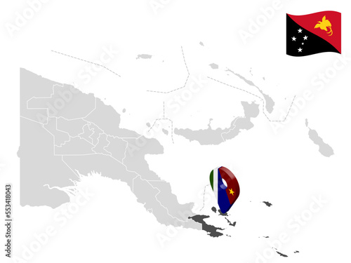 Location  Milne Bay Province  on map Papua New Guinea. 3d location sign similar to the flag of  Milne Bay Province. Quality map  with  Provinces of the Papua New Guinea for your design. EPS10 photo
