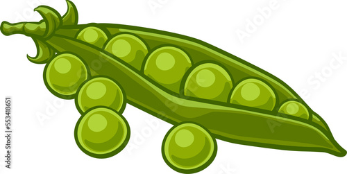 Peas Vegetable Cartoon Illu...