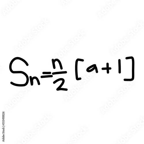 Simple math formula written in handwriting style