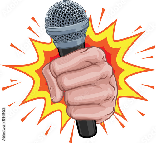 Microphone Fist Hand Explos...