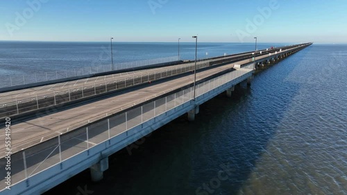 Wallpaper Mural Lake Pontchartrain Causeway. Long bridge with lake. High hurricane risk near New Orleans Louisiana. Aerial of highway into infinity. Torontodigital.ca