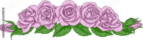 Rose Flower Design Woodcut ...