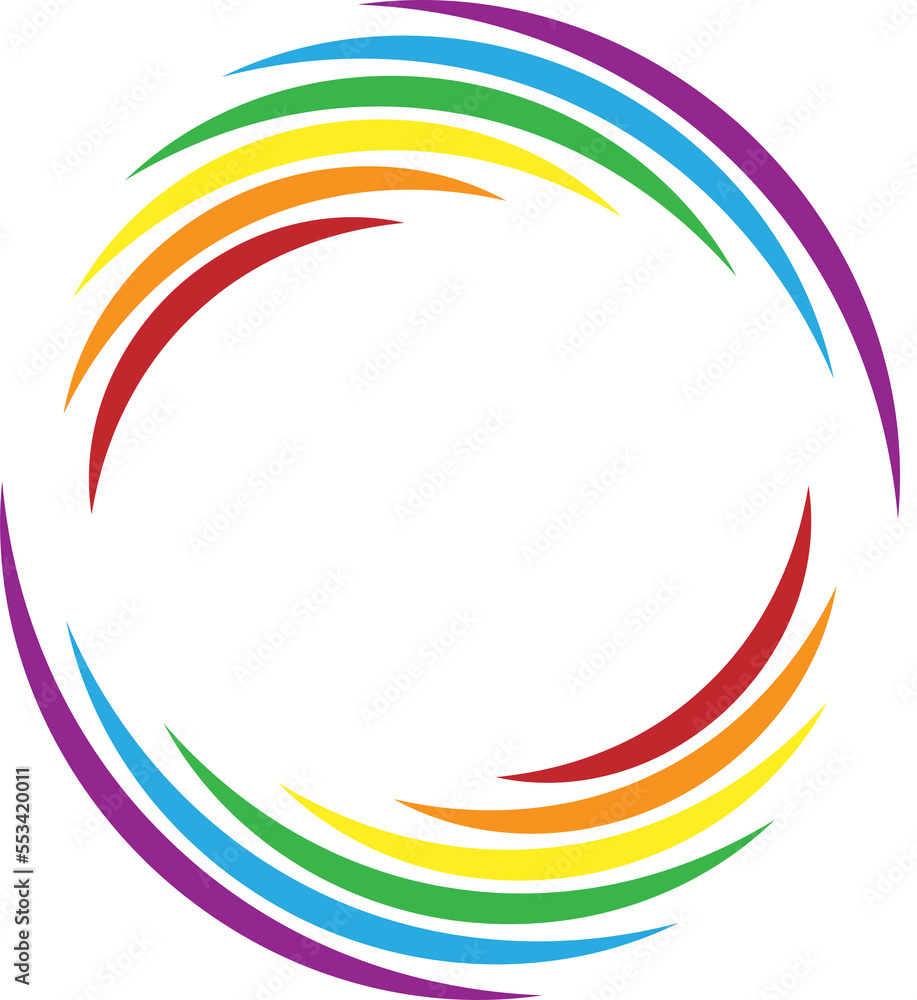 LGBT rainbow frame in circle shape. PNG transparent.