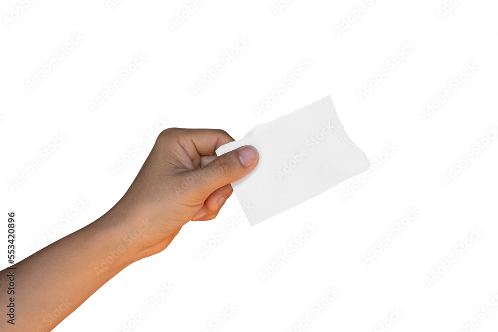 Hand holding ripped torn paper isolated on transparent background PNG file. Hand holding ripped torn paper isolated on transparent background PNG file.